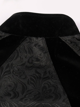 男性用ブラック ヴィンテージ エレガント ポリエステル ジッパー ジャカード ノースリーブ レトロ コスチューム