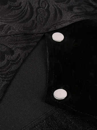 男性用ブラック ヴィンテージ エレガント ポリエステル ジッパー ジャカード ノースリーブ レトロ コスチューム