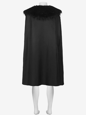 男性用ブラック ヴィンテージ エレガント フェイクファー ノースリーブ ポリエステル マント レトロ コスチューム