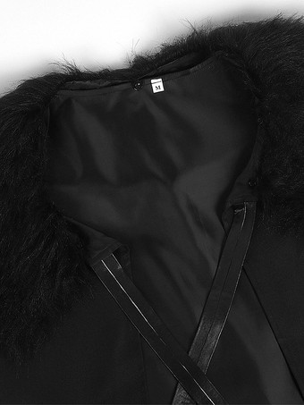 男性用ブラック ヴィンテージ エレガント フェイクファー ノースリーブ ポリエステル マント レトロ コスチューム