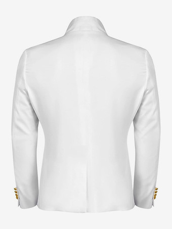 男性用ホワイト ヴィンテージ エレガント ポリエステル ボタン 長袖 レトロ コスチューム