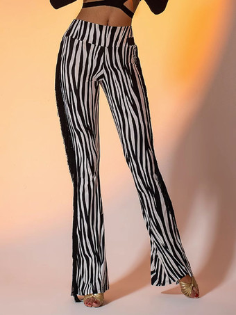 ラテンダンスドレス ホワイト レディース ポリエステル トップパンツ クロップド丈 セクシー フリンジ ラテンダンサー ダンスコスチューム