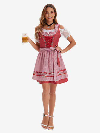 レッド ハロウィン ハロウィンコスチューム ライトスカイブルー 大人用 花柄 レトロドレス サッシュ ポリエステル ホリデー ホリデーコスチューム