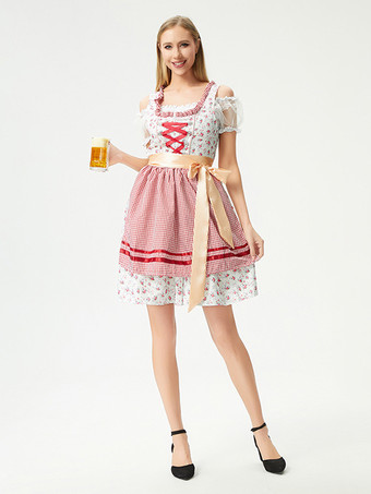 ホワイト ハロウィン ハロウィンコスチューム ライトスカイブルー 大人用 花柄 レトロドレス サッシュ ポリエステル ホリデー ホリデーコスチューム