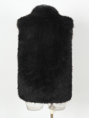 ブラック メンズ フェイクファーベスト 冬 暖かい ノースリーブ ジャケット