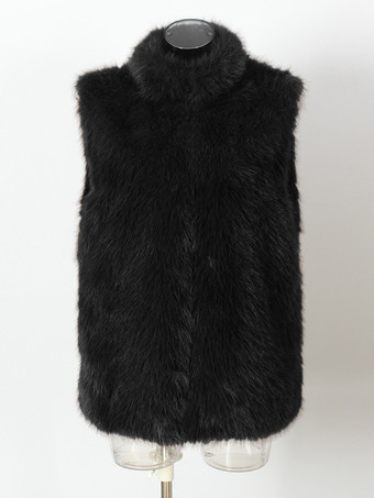 ブラック メンズ フェイクファーベスト 冬 暖かい ノースリーブ ジャケット