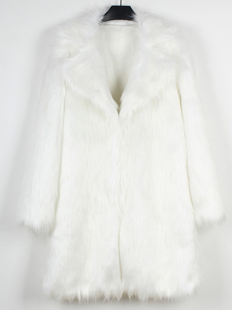 ホワイト メンズ フェイクファー ロングラインコート 長袖ジャケット プラスサイズ カーディガン 冬用コート