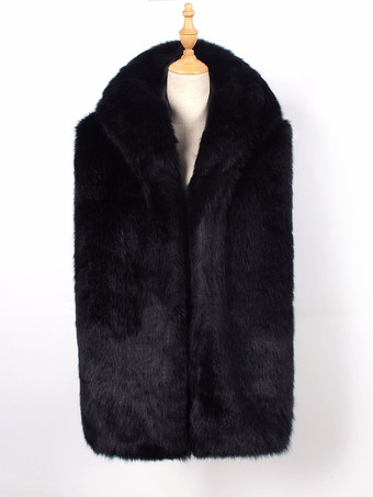 ブラック メンズ フェイクファーベスト 冬用 暖かい ノースリーブ ジャケット ターンダウンカラーとフード付き