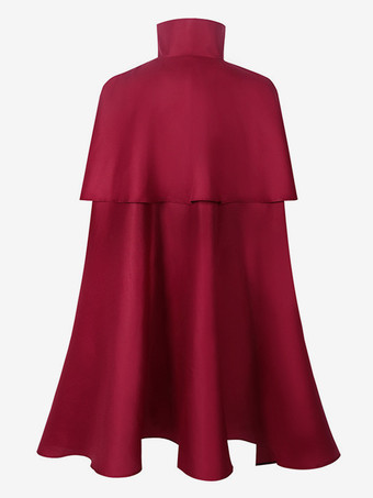 男性用レッド ヴィンテージ エレガント バックル ノースリーブ ポリエステル マント レトロ コスチューム バーガンディ