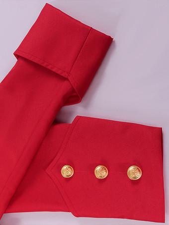 レッド ヴィンテージ ヴィンテージ ボタン 長袖 ポリエステル クラバット 男性用 レトロ コスチューム バーガンディ