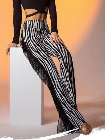 ラテンダンスドレス ホワイト レディース ポリエステル トップパンツ クロップド丈 セクシー フリンジ ラテンダンサー ダンスコスチューム