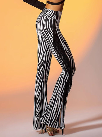 ラテンダンスドレス ホワイト レディース ポリエステル トップパンツ クロップド丈 セクシー フリンジ ラテンダンサー ダンスコスチューム