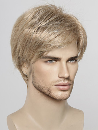 男性用ウィッグ ショートブロンド ナチュラル前髪 コスプレウィッグ