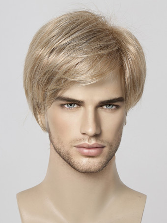 男性用ウィッグ ショートブロンド ナチュラル前髪 コスプレウィッグ