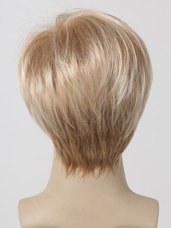 ブロンドの男性用ウィッグ、ショートストレート前髪、ナチュラルコスプレウィッグ