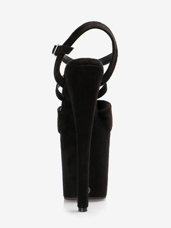 ハイヒール セクシー サンダル ディープブラウン マイクロスエードアッパー ピープトゥ 3.9インチ バックル 7.9インチ セクシーシューズ