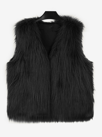 環境に優しいファーコート ノースリーブ オープンフロント 快適な冬用ベスト