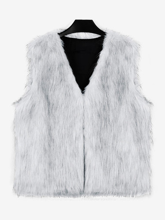 環境に優しいファーコート ノースリーブ オープンフロント 快適な冬用ベスト