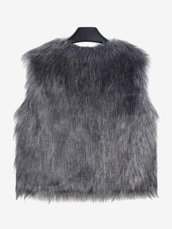 環境に優しいファーコート ノースリーブ オープンフロント 快適な冬用ベスト