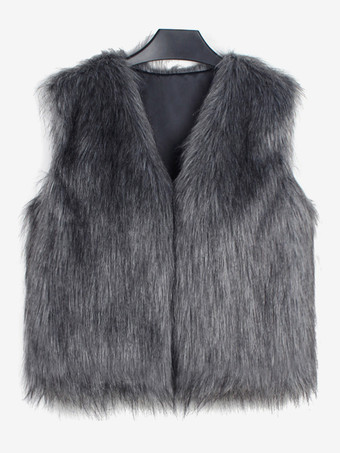 環境に優しいファーコート ノースリーブ オープンフロント 快適な冬用ベスト