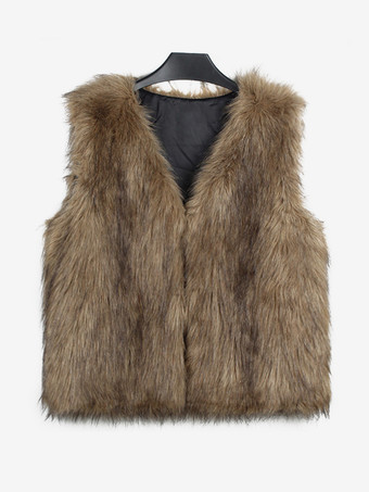 環境に優しいファーコート ノースリーブ オープンフロント 快適な冬用ベスト