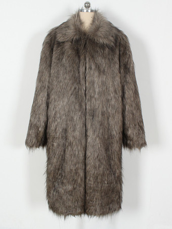 ロングライン エコフレンドリー ファーコート ターンダウンカラー 冬用ジャケット