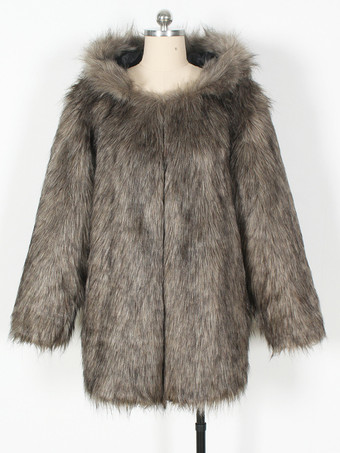 Cappotto in pelliccia sintetica con cappuccio Silver Wolf da donna invernale ecologico 2025