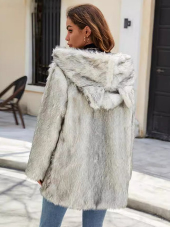 Cappotto in pelliccia sintetica con cappuccio Silver Wolf da donna invernale ecologico 2025