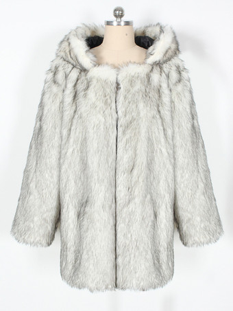 Cappotto in pelliccia sintetica con cappuccio Silver Wolf da donna invernale ecologico 2025
