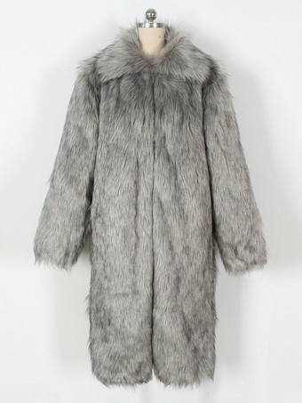 ロングライン エコフレンドリー ファーコート ターンダウンカラー 冬用ジャケット