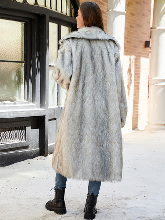 ロングライン エコフレンドリー ファーコート ターンダウンカラー 冬用ジャケット