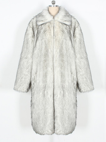 ロングライン エコフレンドリー ファーコート ターンダウンカラー 冬用ジャケット