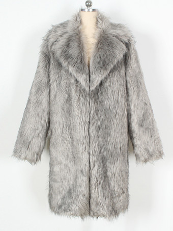 ロングエコフレンドリーファージャケットノッチドラペル冬レディースフェイクファーコート2025