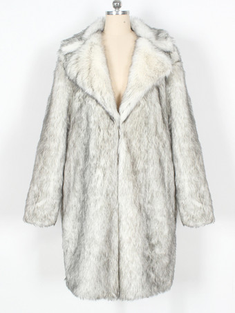 ロングエコフレンドリーファージャケットノッチドラペル冬レディースフェイクファーコート2025