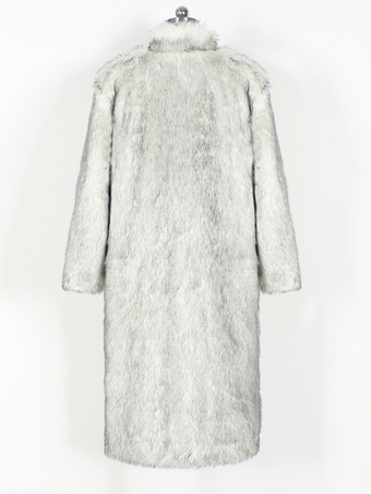 フェイクファーコート 長袖 エレガントなターンダウンカラー ブラック 冬 エコフレンドリーコート