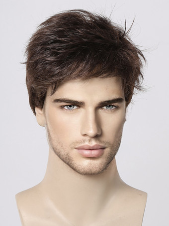 Peluca de hombre recta corta natural para cosplay