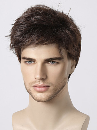 Peluca de hombre recta corta natural para cosplay