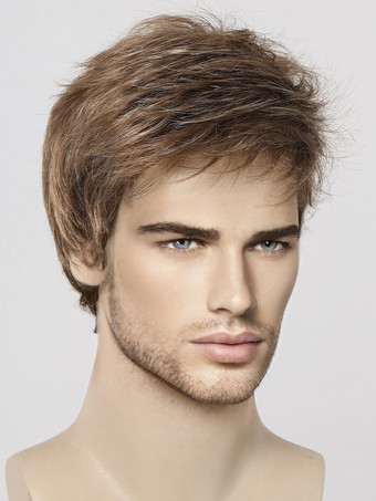 メンズウィッグ ダークブラウン ストレート ショート ナチュラル コスプレウィッグ