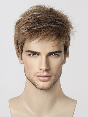 メンズウィッグ ダークブラウン ストレート ショート ナチュラル コスプレウィッグ