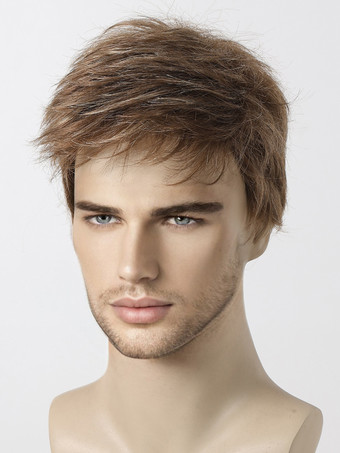 メンズウィッグ ダークブラウン ストレート ショート ナチュラル コスプレウィッグ