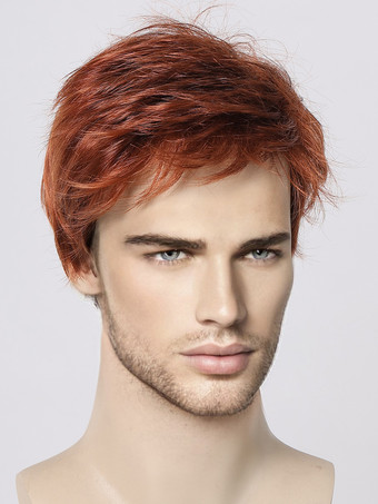 バーガンディ メンズウィッグ ショートストレート ナチュラル コスプレウィッグ