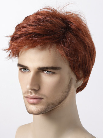 バーガンディ メンズウィッグ ショートストレート ナチュラル コスプレウィッグ