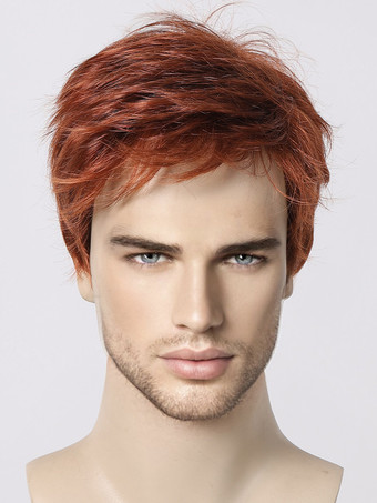 バーガンディ メンズウィッグ ショートストレート ナチュラル コスプレウィッグ