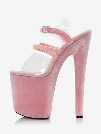 Sandali sexy per donna con plateau in pelle scamosciata rosa 39" con fibbia 79" scarpe sexy