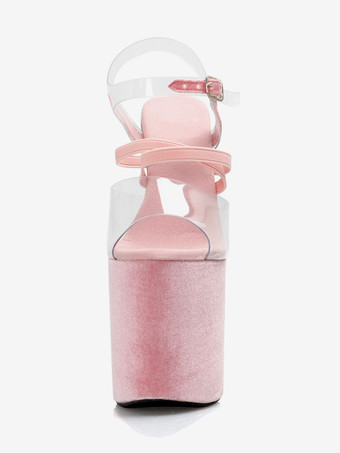 Sandali sexy per donna con plateau in pelle scamosciata rosa 39" con fibbia 79" scarpe sexy