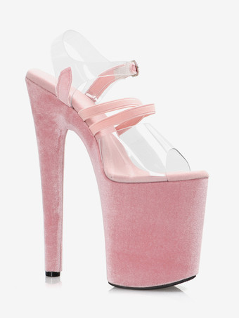 Sandali sexy per donna con plateau in pelle scamosciata rosa 39" con fibbia 79" scarpe sexy