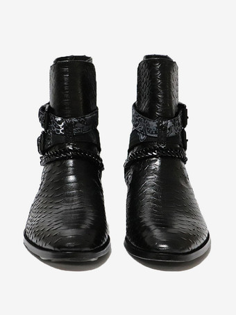 メンズ チェルシーブーツ ブラック 牛革 ポインテッドトゥ アンクル プロムブーツ