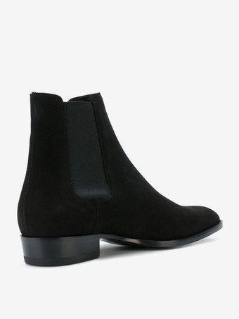 メンズ チェルシーブーツ ブラック スエード スリッポン ポインテッドトゥ ブリティッシュ アンクル ドレスブーツ