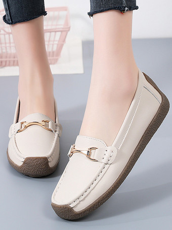 Lässige flache Damenschuhe mit runder Zehenpartie zum Reinschlüpfen