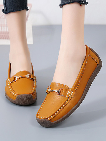 OrangeLässige flache Damenschuhe mit runder Zehenpartie zum Reinschlüpfen